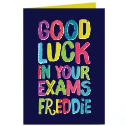 Personalised Good Luck Card - Exams, Multicoloured