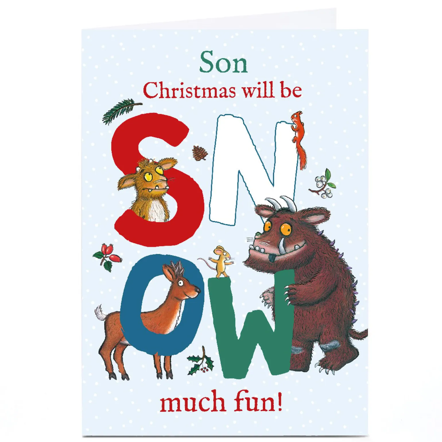 Personalised Gruffalo Christmas Card - Snow Much Fun, Son