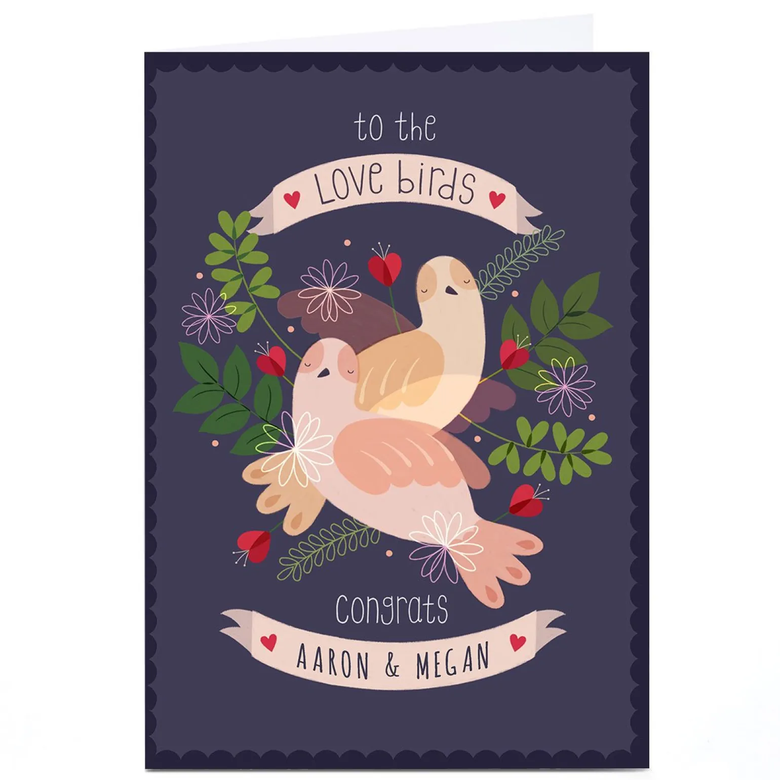 Personalised Hannah Steele Engagement Card - Love Birds