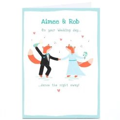 Personalised Hannah Steele Wedding Card - Foxes