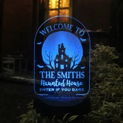 Personalised Haunted House Halloween Solar Light