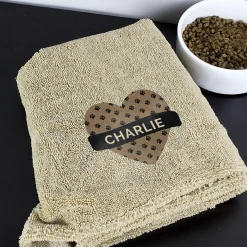 Personalised Heart Brown Microfibre Pet Towel