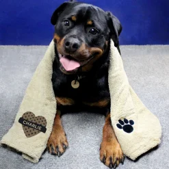 Personalised Heart Brown Microfibre Pet Towel