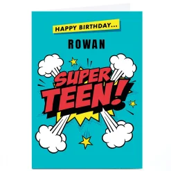 Personalised Hello Munki Birthday Card - Blue Super Teen