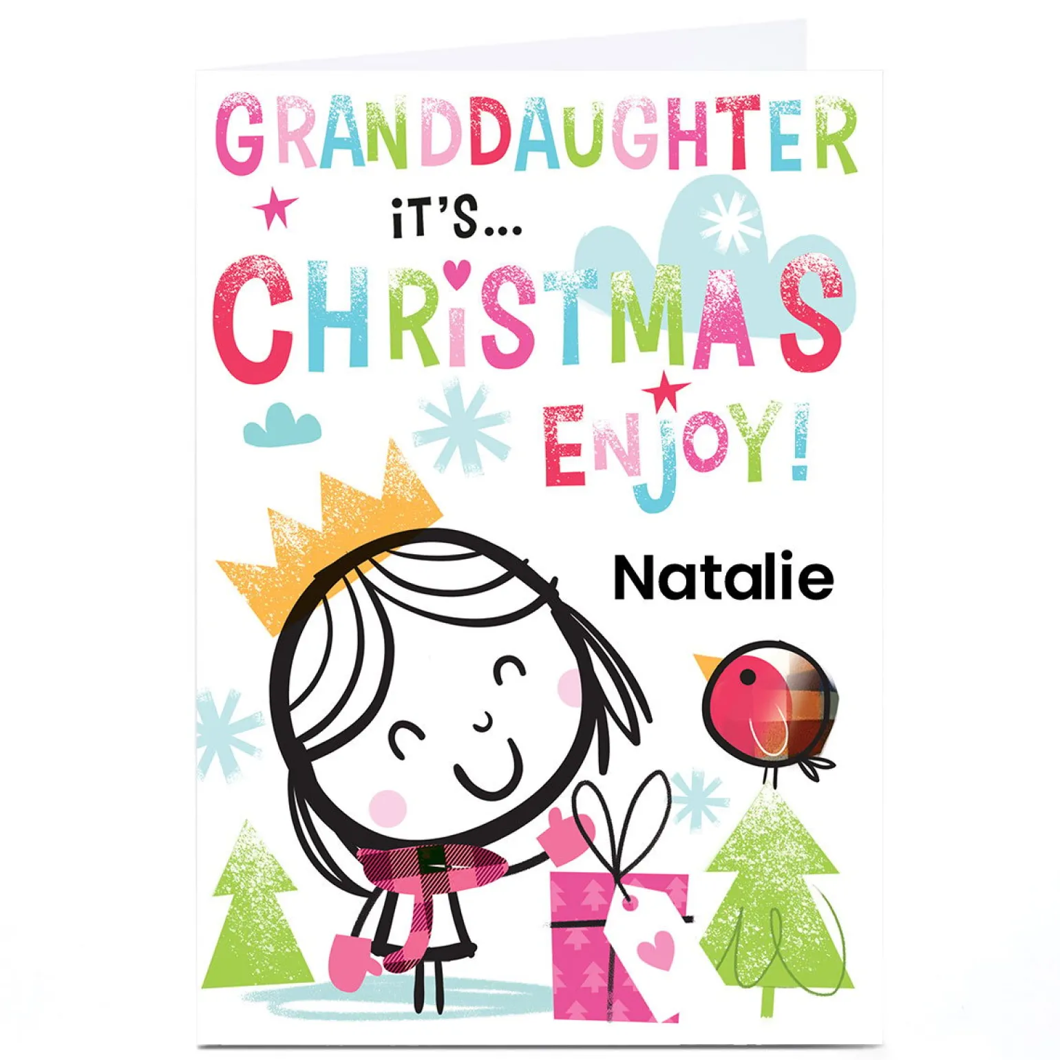 Personalised Hello Munki Christmas Card - Granddaughter