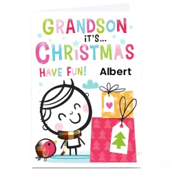 Personalised Hello Munki Christmas Card - Grandson