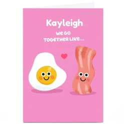 Personalised Hello Munki Valentine's Day Card - Bacon & Eggs