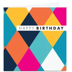 Personalised Hello Munki Birthday Card - Colourful Diamonds