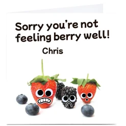 Personalised Hello Munki Get Well Soon Card - Not Feeling Berry Well