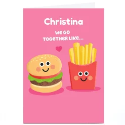 Personalised Hello Munki Valentine's Day Card - Burger & Fries