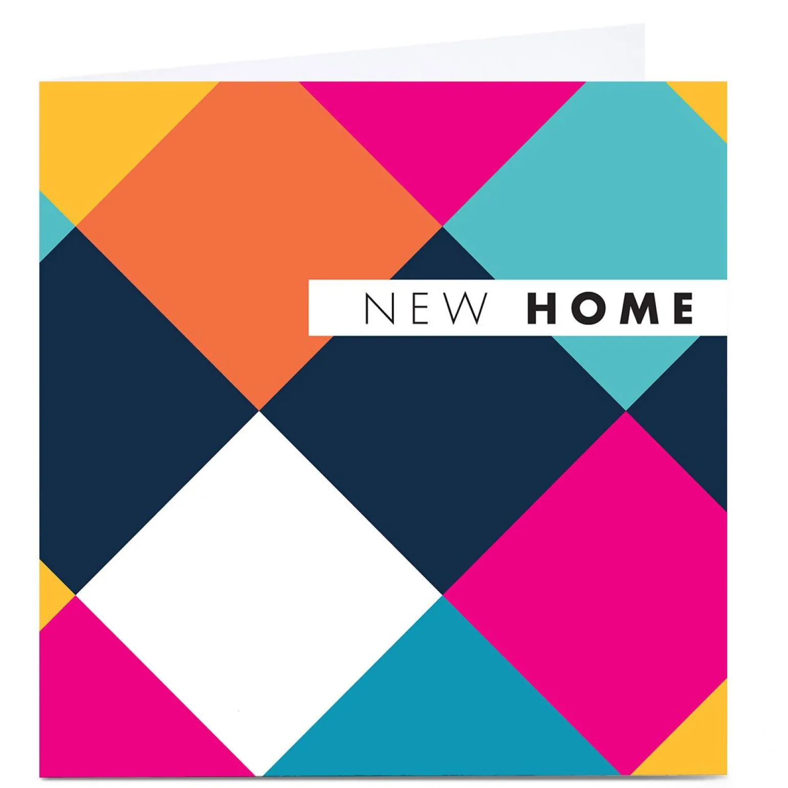 Personalised Hello Munki New Home Card - Colourful Diamonds