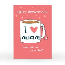 Personalised Hew Ma Anniversary Card - My Cup Of Tea!