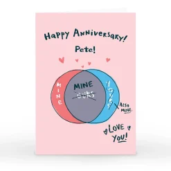 Personalised Hew Ma Anniversary Card - Venn Diagram