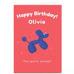 Personalised Hew Ma Birthday Card - You Party Animal!