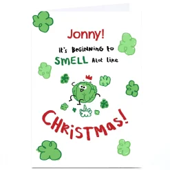 Personalised Hew Ma Christmas Card - Smell a lot like