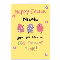 Personalised Hew Ma Easter Card - Egg-Shellent