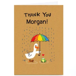 Personalised Hew Ma Thank You Card - Frog & Duck