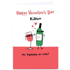 Personalised Hew Ma Valentine's Day Card - Partner In Wine