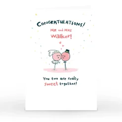 Personalised Hew Ma Wedding Card - Really Sweet Together!