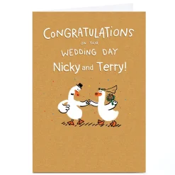 Personalised Hew Ma Wedding Card - Duck Couple