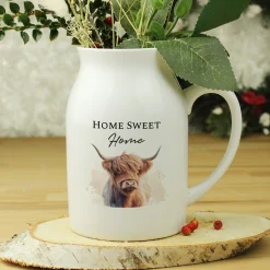 Personalised Highland Cow Flower Jug Vase