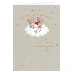 Personalised Hugs Anniversary Card - Flouting on Cloud Bears