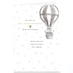 Personalised Hugs Anniversary Card - You Make My Heart Lighter Hot Air Balloon