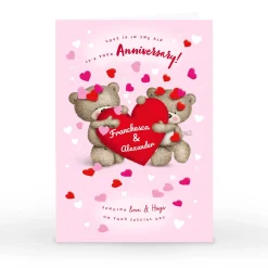 Personalised Hugs Anniversary Card - Love Is In The Air