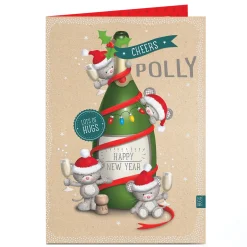 Personalised Hugs Bear Christmas Card - Happy New Year