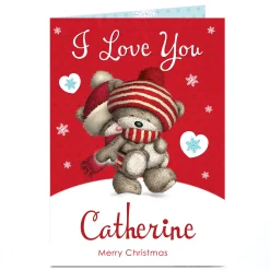 Personalised Hugs Bear Christmas Card - I Love You