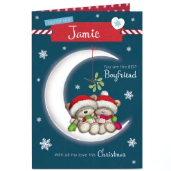 Personalised Hugs Bear Christmas Card - The Best Boyfriend
