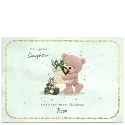 Personalised Hugs Bear Christmas Card - Teddy & Presents