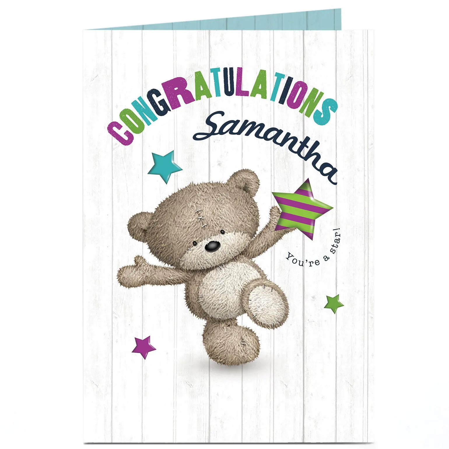 Personalised Hugs Bear Congratulations Card - You're A Star
