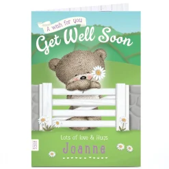 Personalised Hugs Bear Get Well Soon Card - Garden Gate