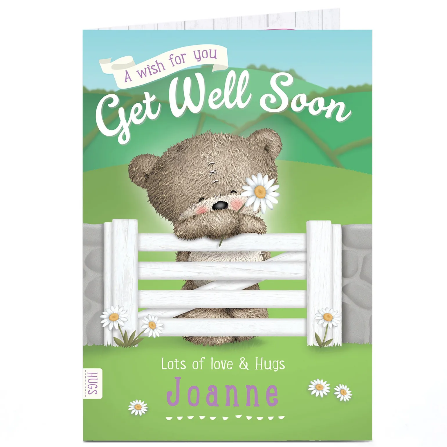 Personalised Hugs Bear Get Well Soon Card - Garden Gate