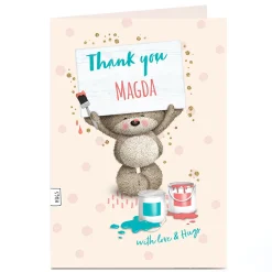 Personalised Hugs Bear Thank You Card - Painting