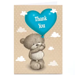 Personalised Hugs Bear Thank You Card - Heart Balloon