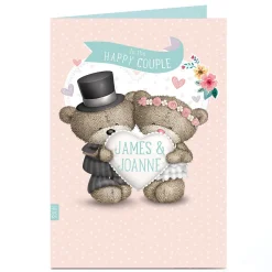 Personalised Hugs Bear Wedding Card - Bride & Groom
