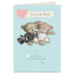 Personalised Hugs Bear Wedding Card - Bride and Groom