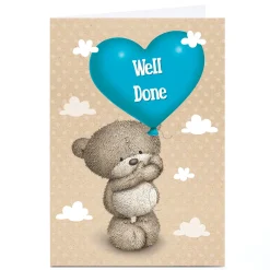 Personalised Hugs Bear Well Done Card - Heart Balloon