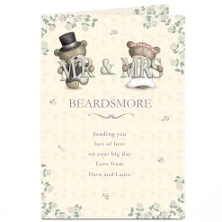 Personalised Hugs Bear Wedding Card - Mr & Mrs