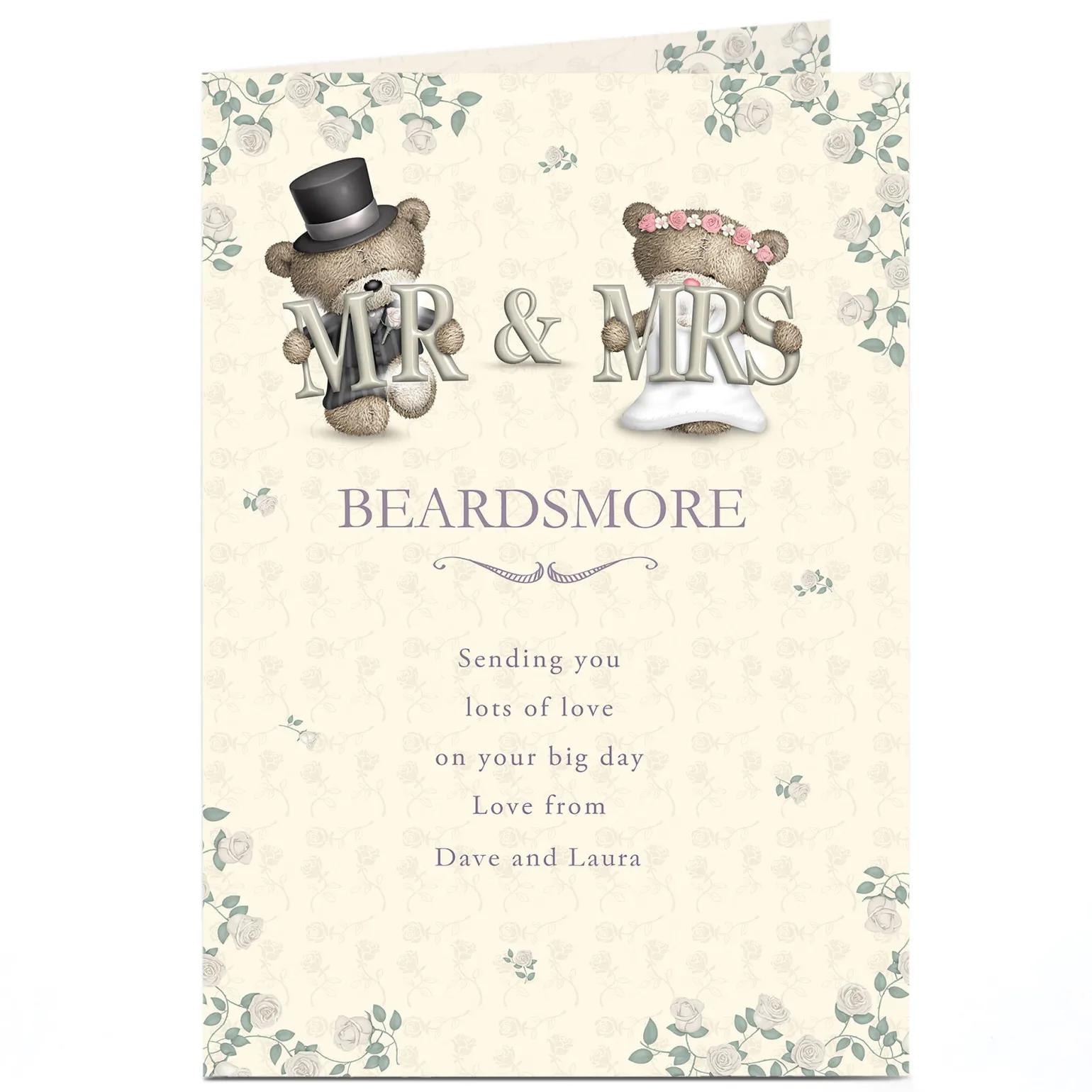 Personalised Hugs Bear Wedding Card - Mr & Mrs