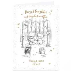 Personalised Hugs Bear Wedding Card - Happily Ever After