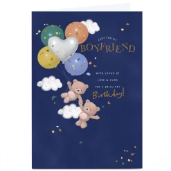 Personalised Hugs Birthday Card - Floating Bears, Boyfriend