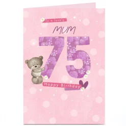 Personalised Hugs Birthday Card - 75th Birthday To A Lovely Mum