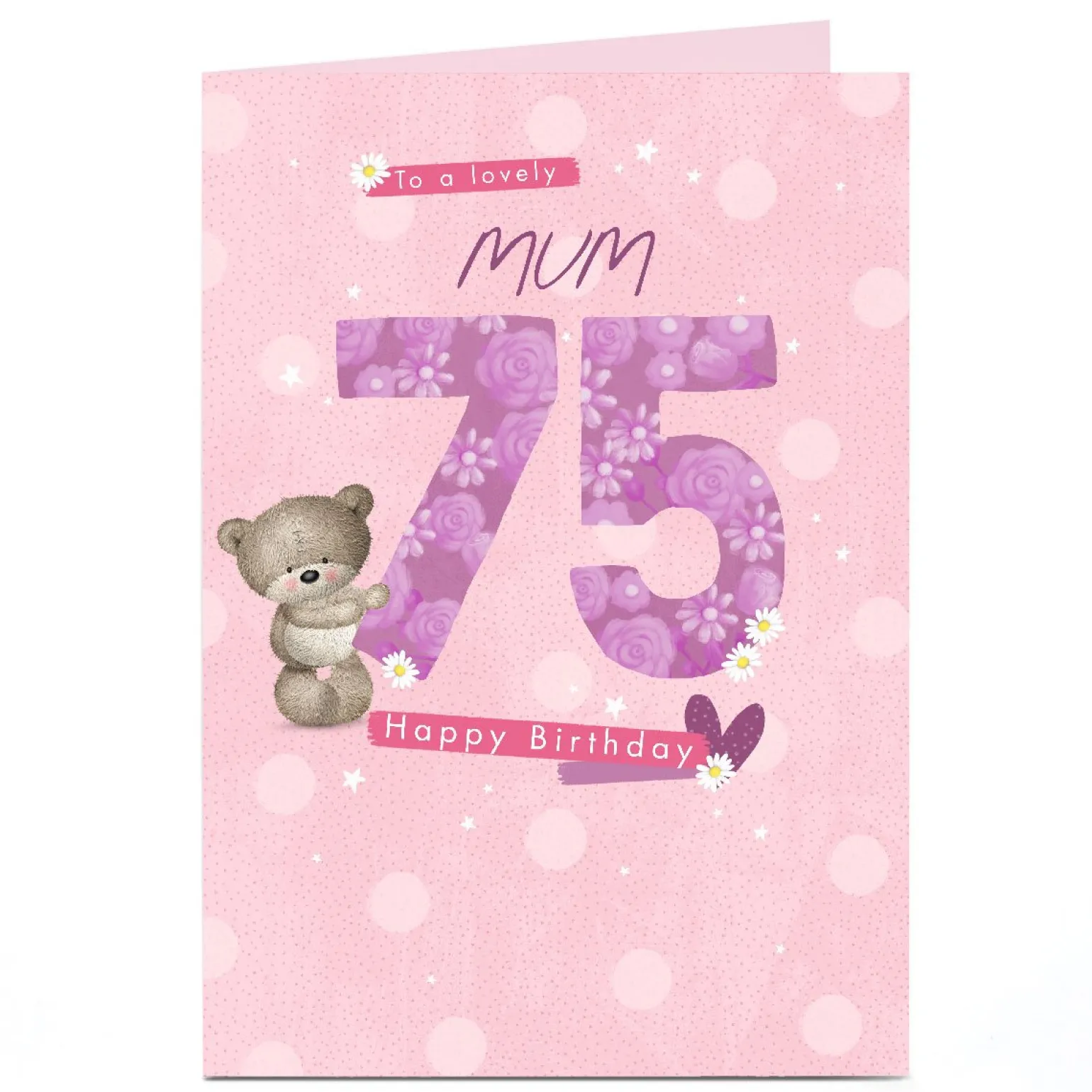Personalised Hugs Birthday Card - 75th Birthday To A Lovely Mum