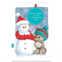 Personalised Hugs Christmas Card - Hugs and Snowman