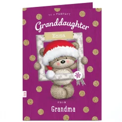 Personalised Hugs Christmas Card - Gold Polka Dots & Frame