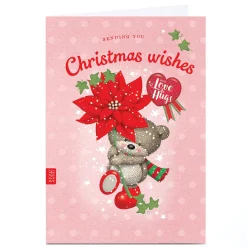 Personalised Hugs Christmas Card - Poinsettia Flower