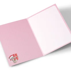 Personalised Hugs Christmas Photo Card - Pink Snowflakes Bear